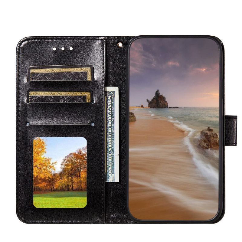 Etui Folio Samsung Galaxy M51 Czerwony Czarny Stylowy Efekt Skórzanej Błyskawicy