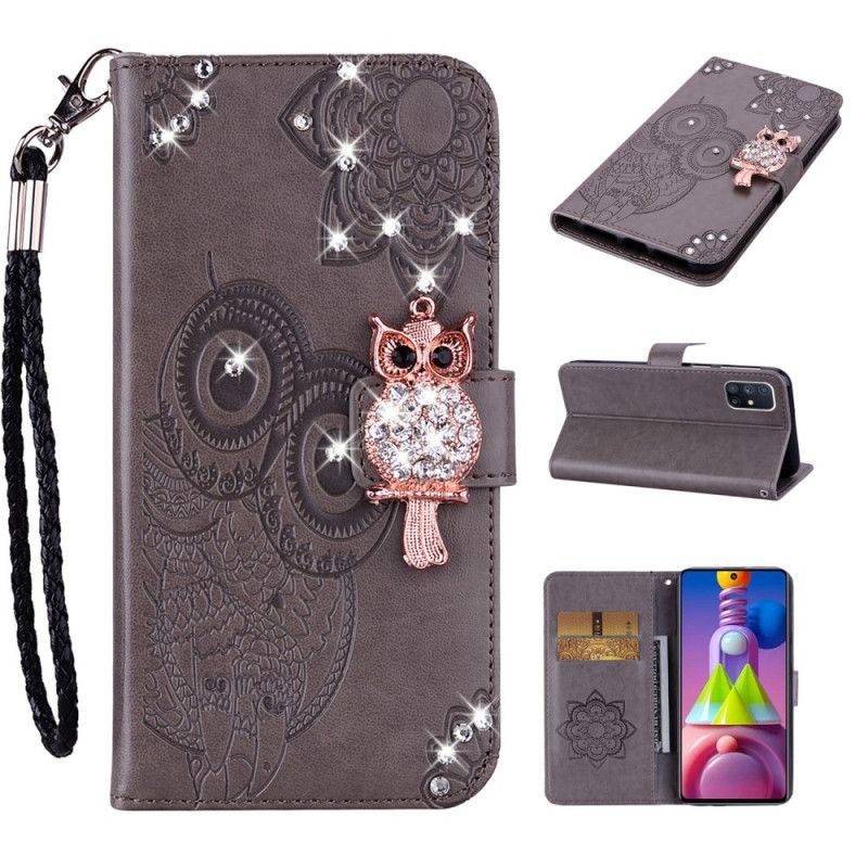 Etui Folio Samsung Galaxy M51 Czerwony Szary Mandala I Urok Sowy Etui Ochronne