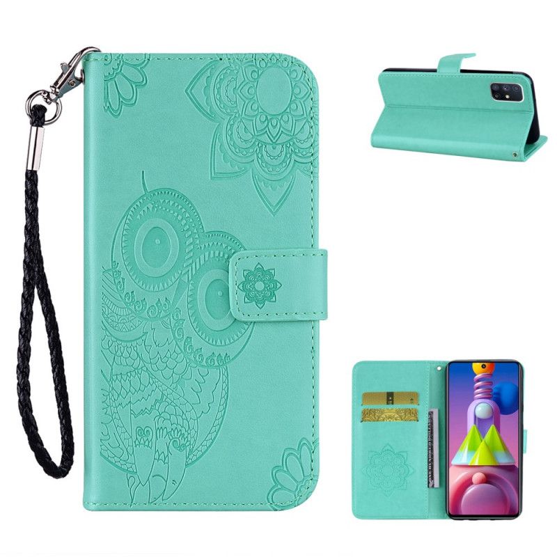 Etui Folio Samsung Galaxy M51 Czerwony Szary Mandala Sowa I Stringi Etui Ochronne