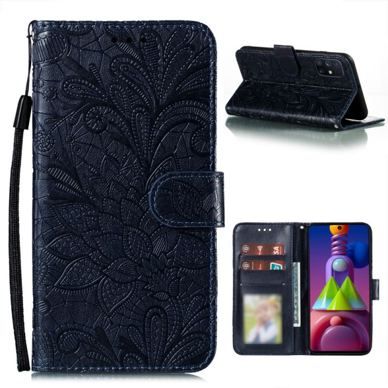 Etui Folio Samsung Galaxy M51 Czerwony Szary Plemienne Stringi W Kwiaty Etui Ochronne