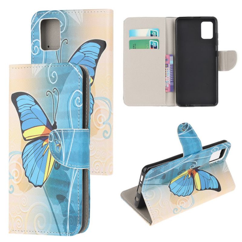 Etui Folio Samsung Galaxy M51 Fioletowy Jasnoniebieski Wolne Motyle