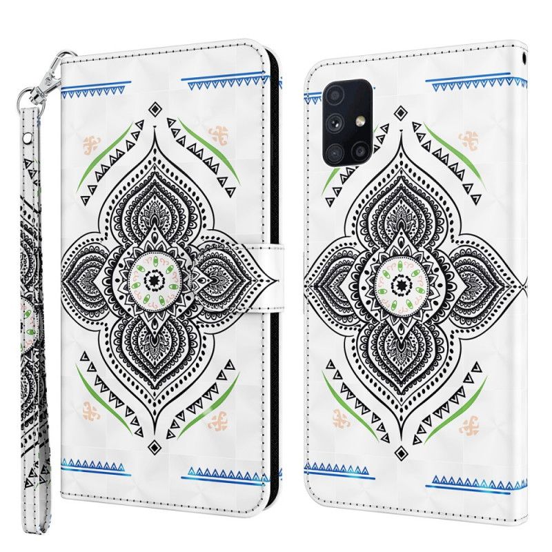 Etui Folio Samsung Galaxy M51 Granatowy Biały Mandala Z Punktami Świetlnymi Z Paskiem Etui Ochronne