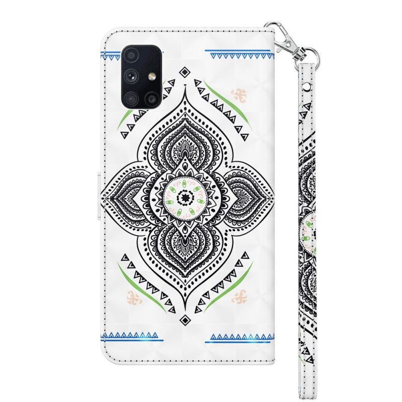 Etui Folio Samsung Galaxy M51 Granatowy Biały Mandala Z Punktami Świetlnymi Z Paskiem Etui Ochronne