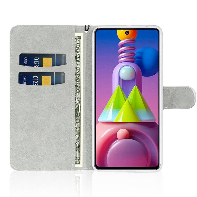 Etui Folio Samsung Galaxy M51 Granatowy Czarny Projekt Brokatu