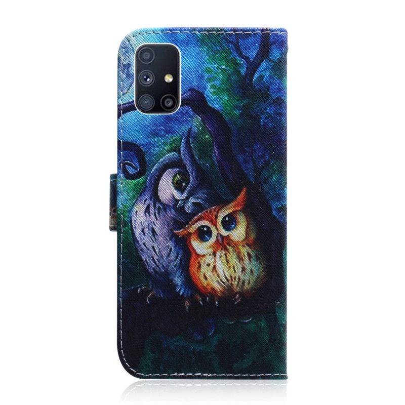 Etui Folio Samsung Galaxy M51 Malowanie Sowy Etui Ochronne