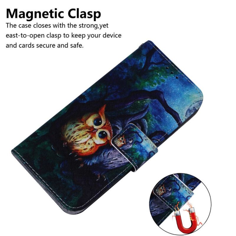 Etui Folio Samsung Galaxy M51 Malowanie Sowy Etui Ochronne