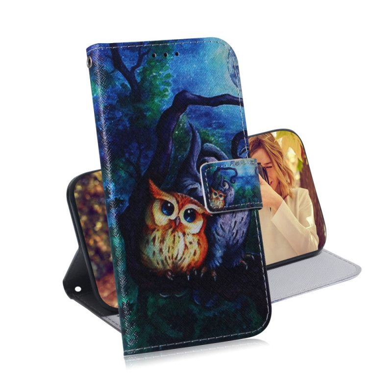 Etui Folio Samsung Galaxy M51 Malowanie Sowy Etui Ochronne