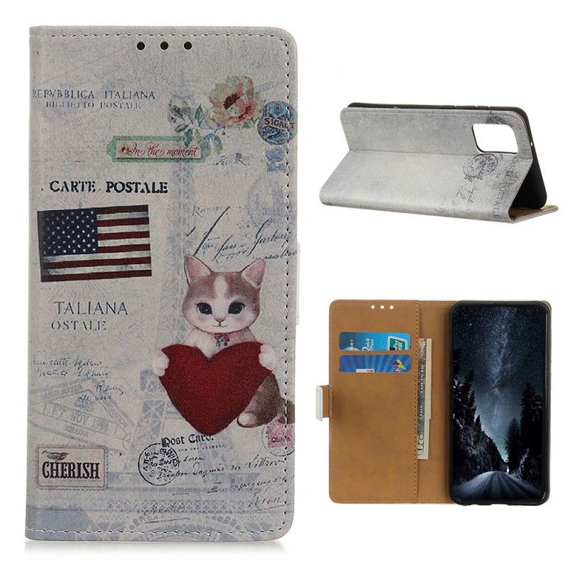 Etui Folio Samsung Galaxy M51 Podróżujący Kot Etui Ochronne