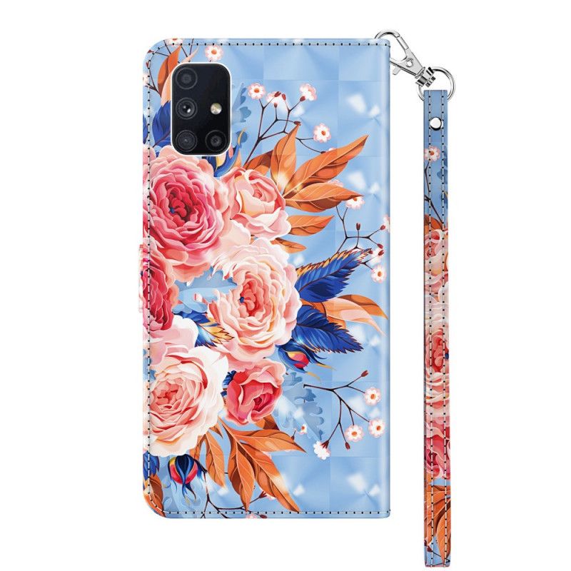 Etui Folio Samsung Galaxy M51 Różowy Czerwony Romantyczny Punkt Świetlny Ze Stringami