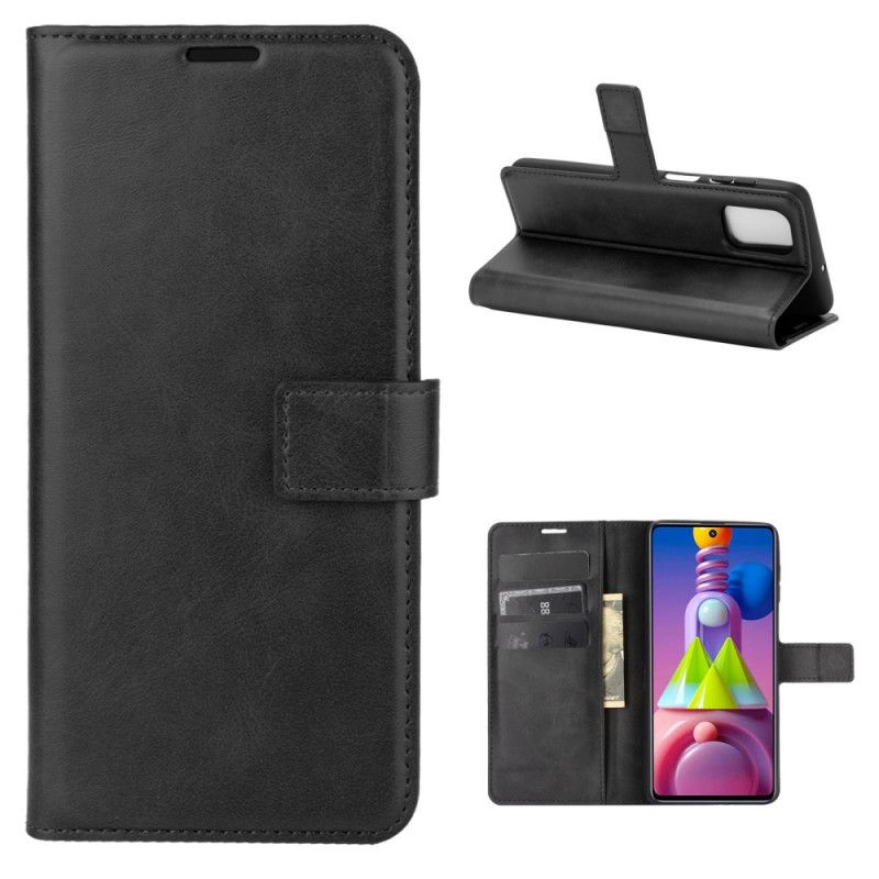 Etui Folio Samsung Galaxy M51 Szary Czarny Smukła Imitacja Skóry Etui Ochronne