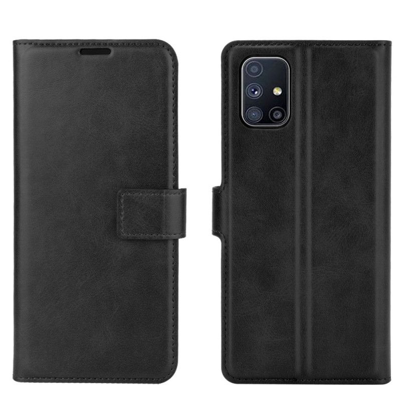 Etui Folio Samsung Galaxy M51 Szary Czarny Smukła Imitacja Skóry Etui Ochronne