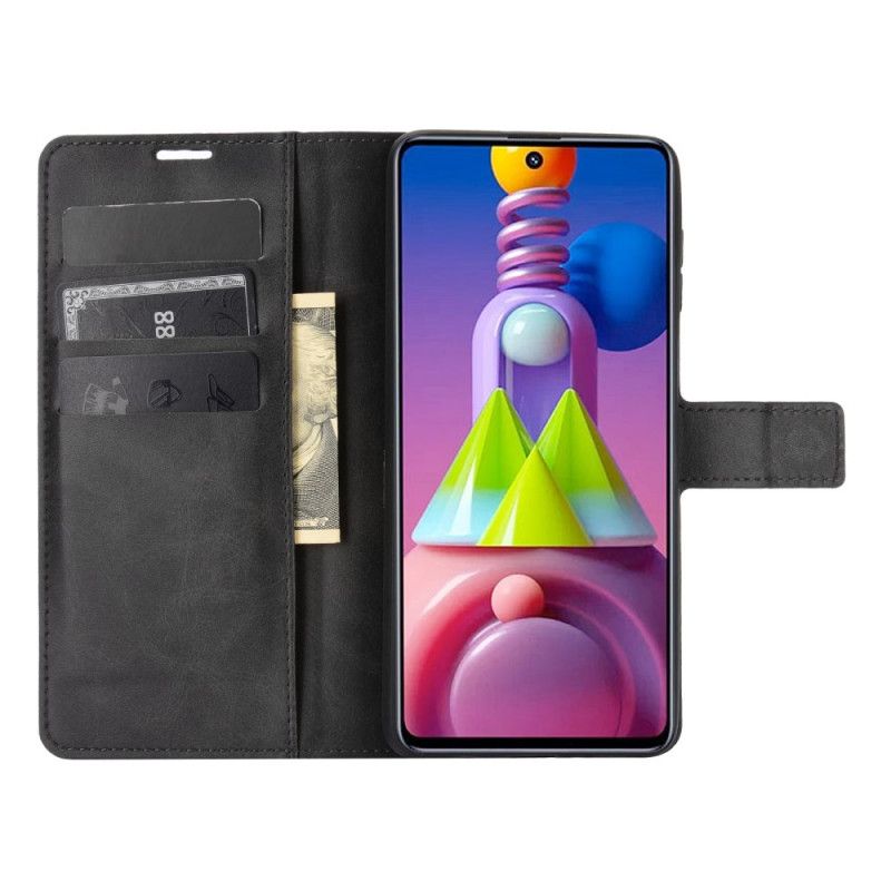 Etui Folio Samsung Galaxy M51 Szary Czarny Smukła Imitacja Skóry Etui Ochronne