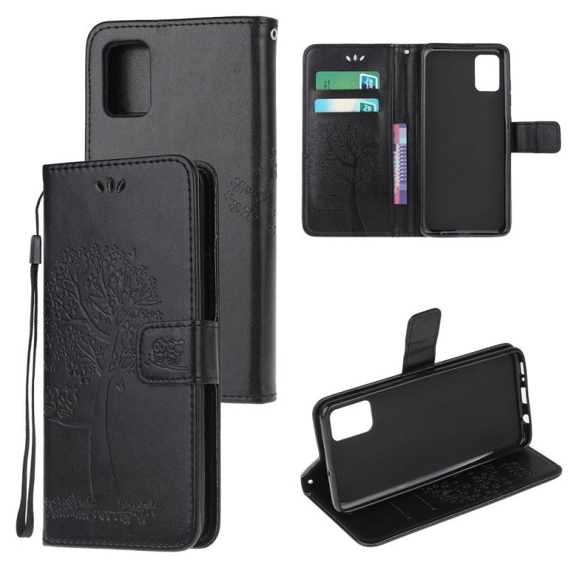 Etui Folio Samsung Galaxy M51 Szary Czarny Sowy Drzewne I Stringi