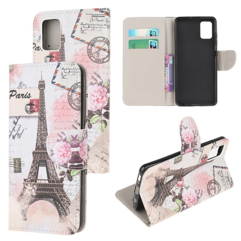 Etui Folio Samsung Galaxy M51 Wieża Eiffla W Stylu Retro Etui Ochronne