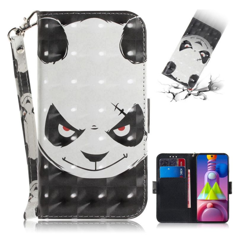 Etui Folio Samsung Galaxy M51 Wściekła Panda Ze Stringami Etui Ochronne