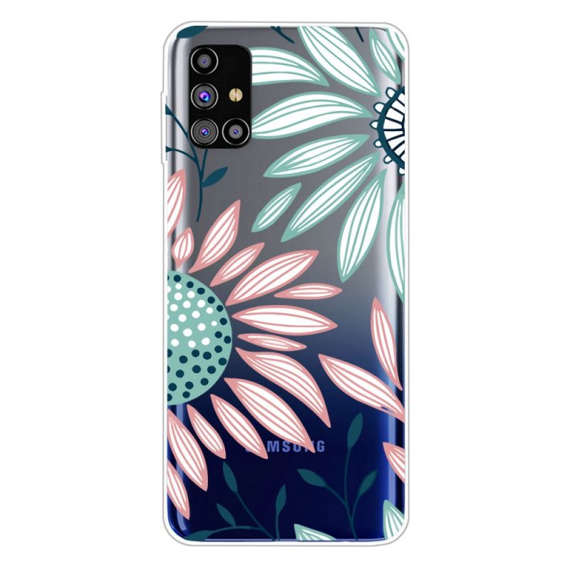 Etui Samsung Galaxy M51 Beżowy Zielony Premium Kwiatowy