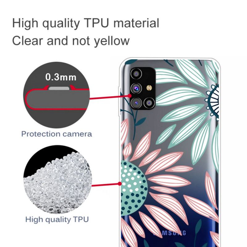 Etui Samsung Galaxy M51 Beżowy Zielony Premium Kwiatowy