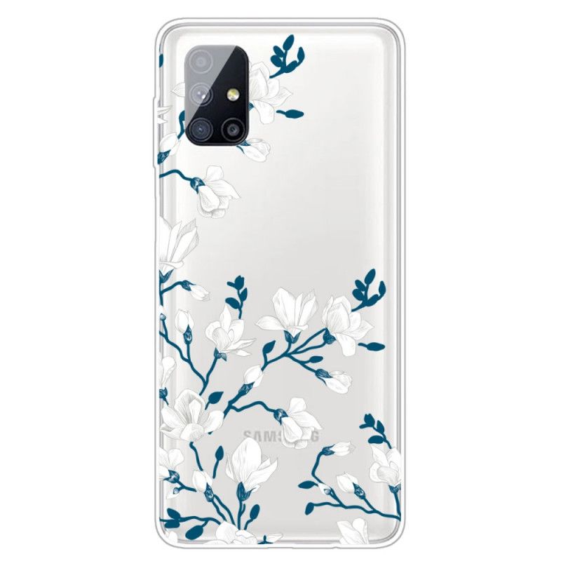 Etui Samsung Galaxy M51 Białe Kwiaty