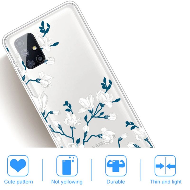 Etui Samsung Galaxy M51 Białe Kwiaty