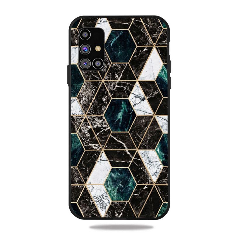 Etui Samsung Galaxy M51 Biały Czarny Geometria W Kolorze Marmuru