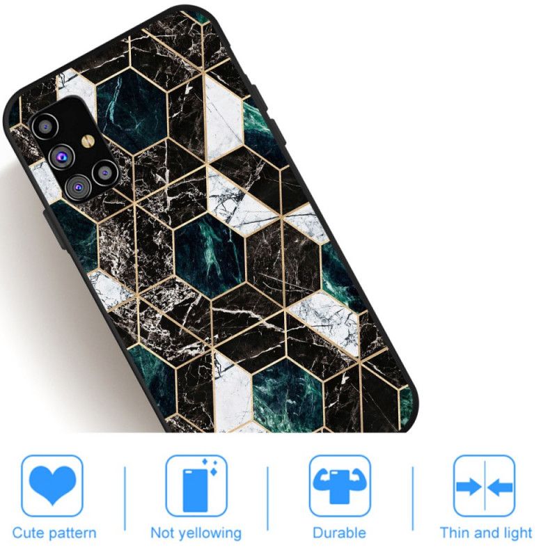 Etui Samsung Galaxy M51 Biały Czarny Geometria W Kolorze Marmuru