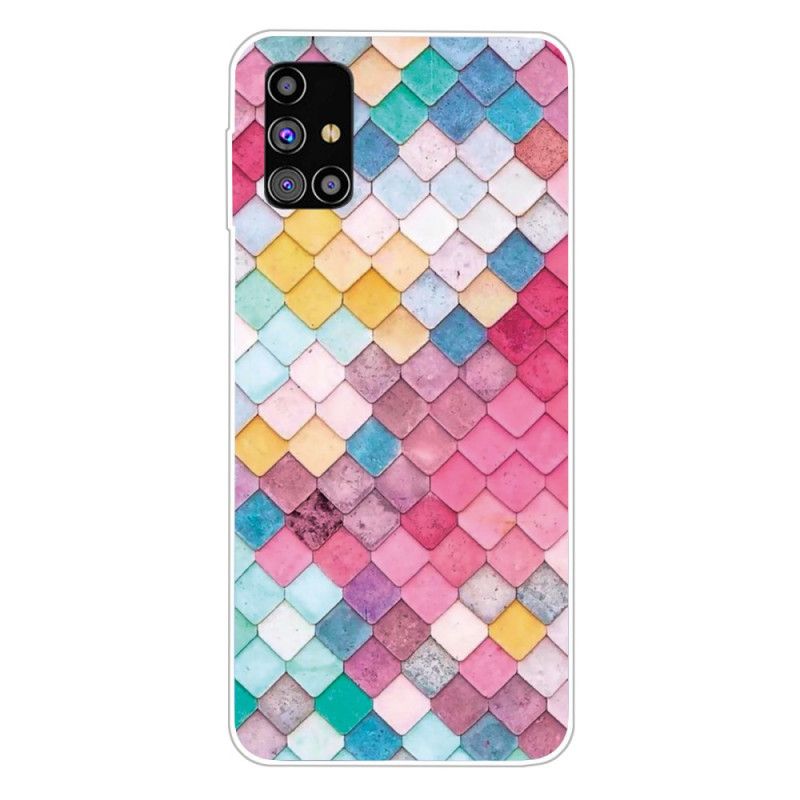 Etui Samsung Galaxy M51 Ciemnoczerwony Różowy Malowanie Etui Ochronne