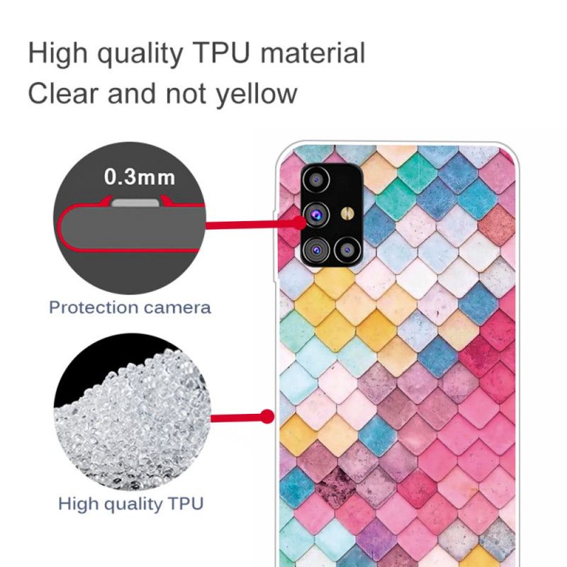 Etui Samsung Galaxy M51 Ciemnoczerwony Różowy Malowanie Etui Ochronne