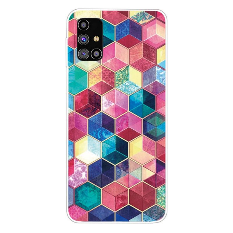 Etui Samsung Galaxy M51 Ciemnoczerwony Różowy Malowanie Etui Ochronne