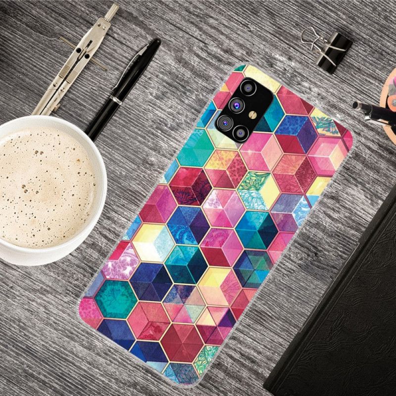 Etui Samsung Galaxy M51 Ciemnoczerwony Różowy Malowanie Etui Ochronne