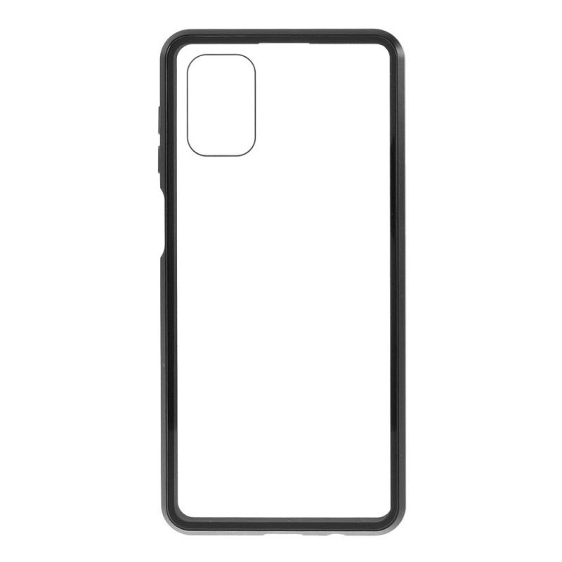 Etui Samsung Galaxy M51 Czerwony Czarny Metalowe Krawędzie I Szkło Hartowane Etui Ochronne