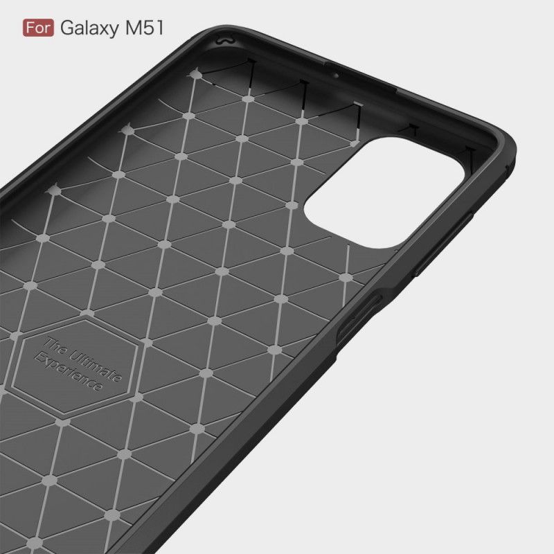 Etui Samsung Galaxy M51 Czerwony Czarny Szczotkowane Włókno Węglowe Etui Ochronne