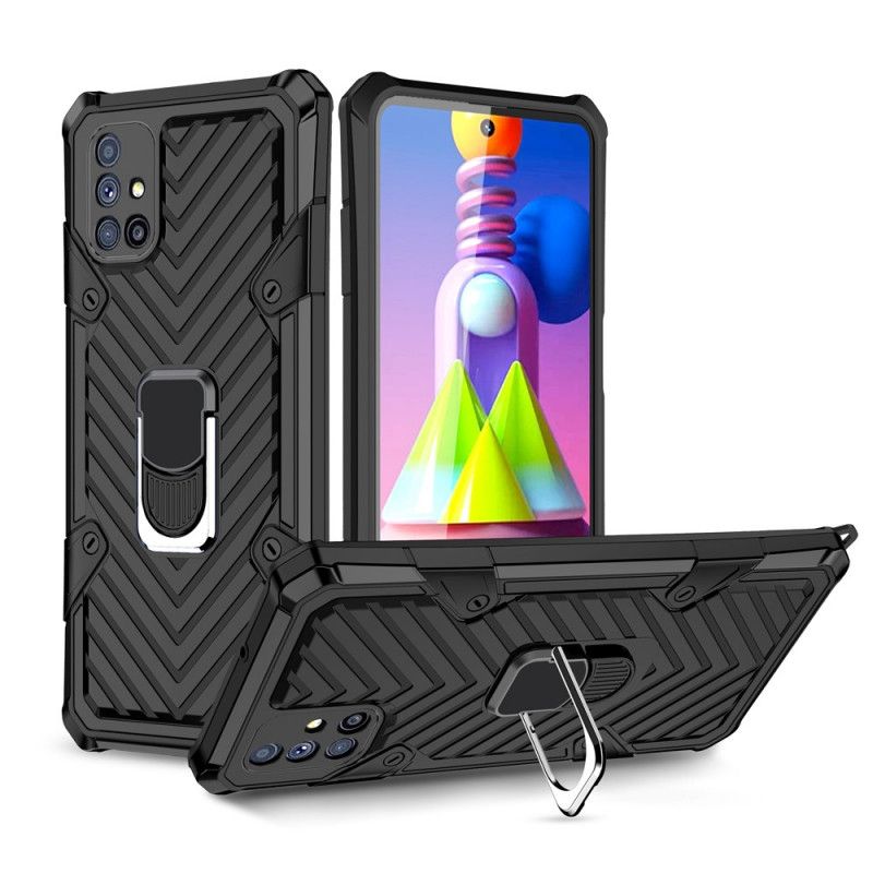 Etui Samsung Galaxy M51 Czerwony Czarny Zdejmowany Uchwyt Pierścieniowy