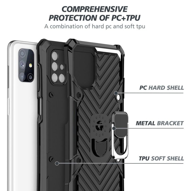 Etui Samsung Galaxy M51 Czerwony Czarny Zdejmowany Uchwyt Pierścieniowy