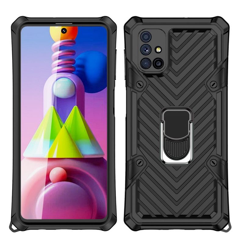 Etui Samsung Galaxy M51 Czerwony Czarny Zdejmowany Uchwyt Pierścieniowy