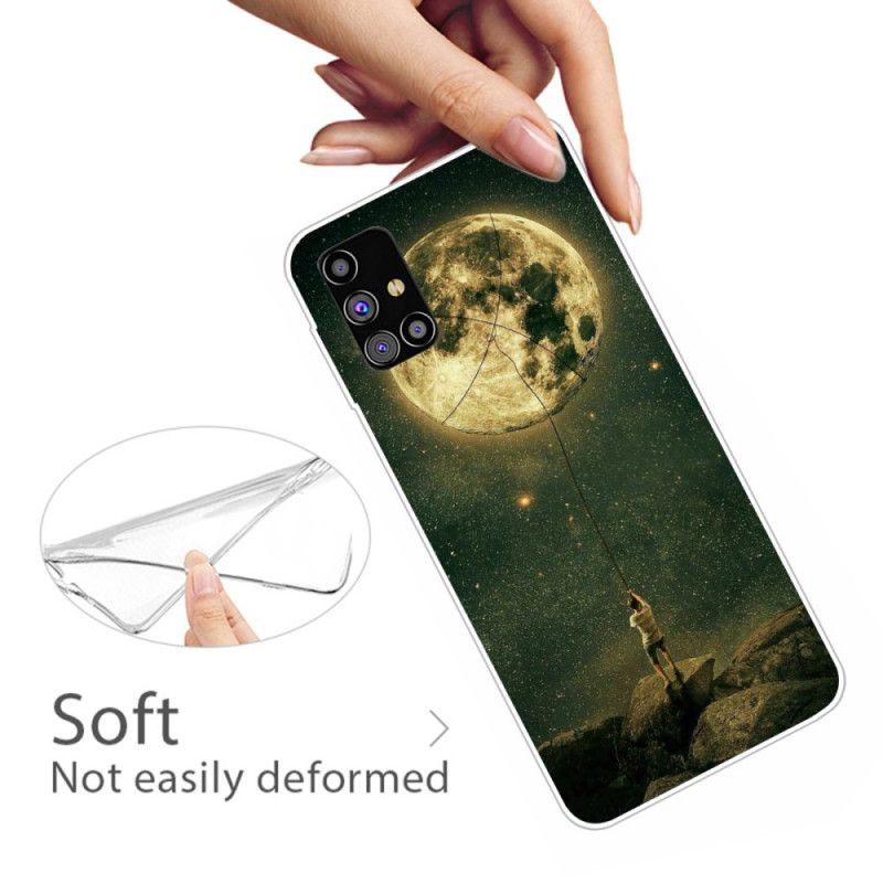 Etui Samsung Galaxy M51 Elastyczny Człowiek Na Księżyc