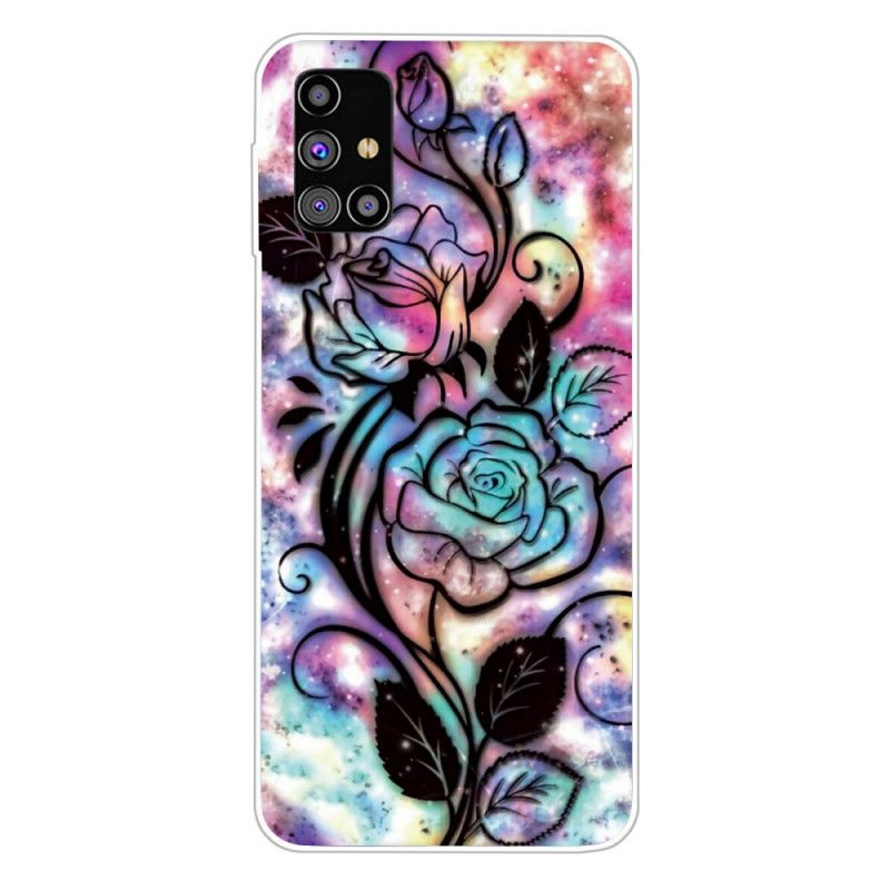 Etui Samsung Galaxy M51 Graficzny Kwiat Etui Ochronne