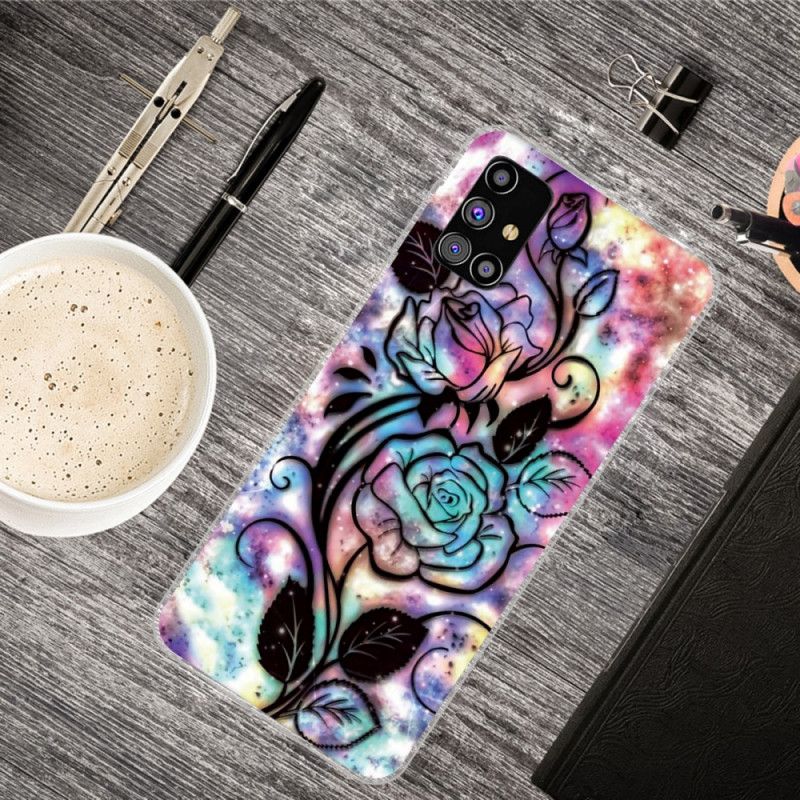 Etui Samsung Galaxy M51 Graficzny Kwiat Etui Ochronne