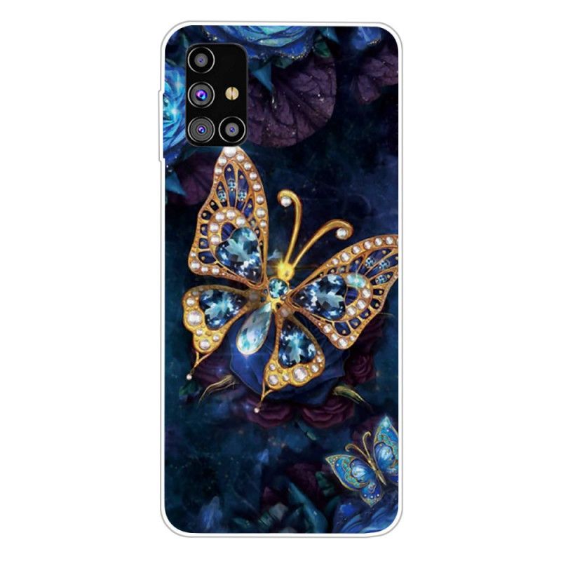 Etui Samsung Galaxy M51 Granatowy Ciemnoniebieski Luksusowy Motyl