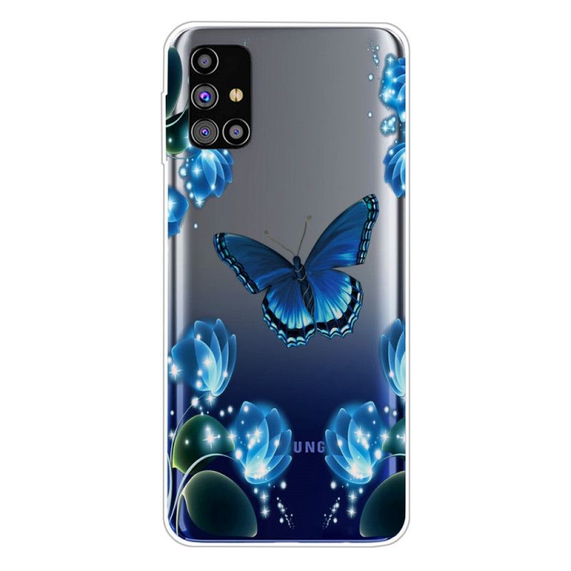 Etui Samsung Galaxy M51 Granatowy Ciemnoniebieski Luksusowy Motyl