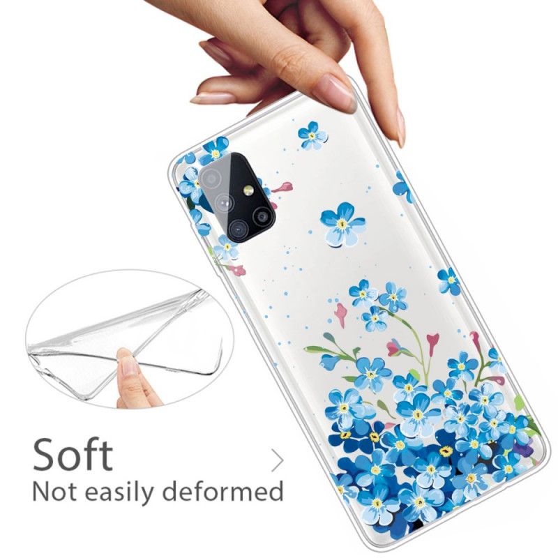 Etui Samsung Galaxy M51 Niebieskie Kwiaty