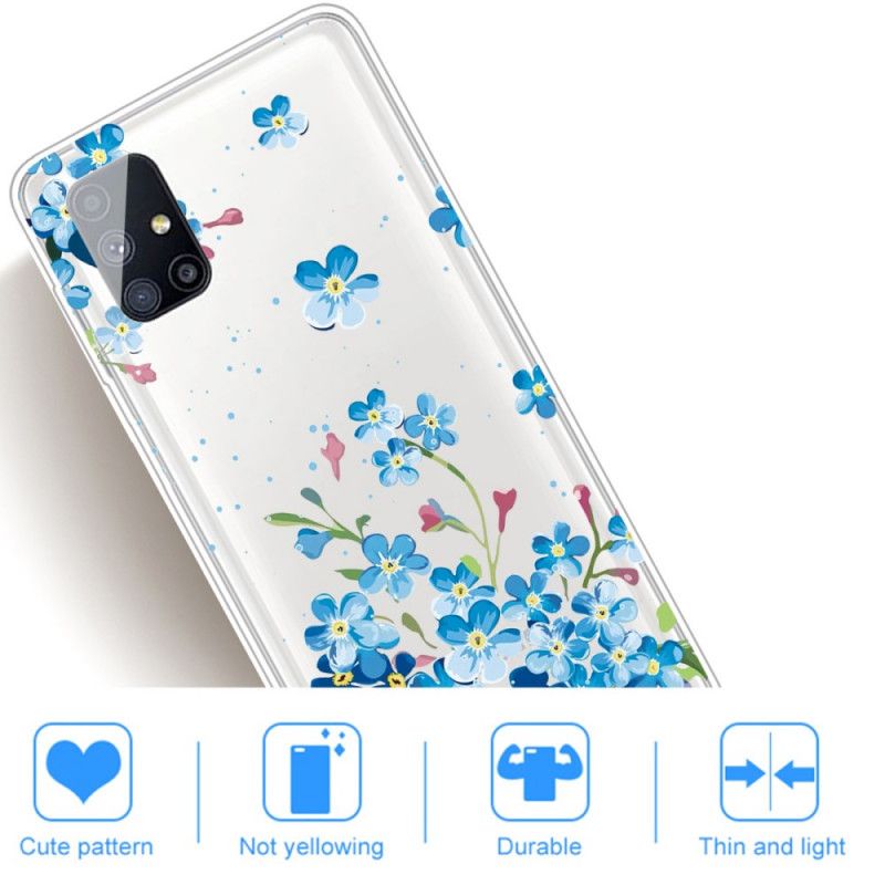 Etui Samsung Galaxy M51 Niebieskie Kwiaty