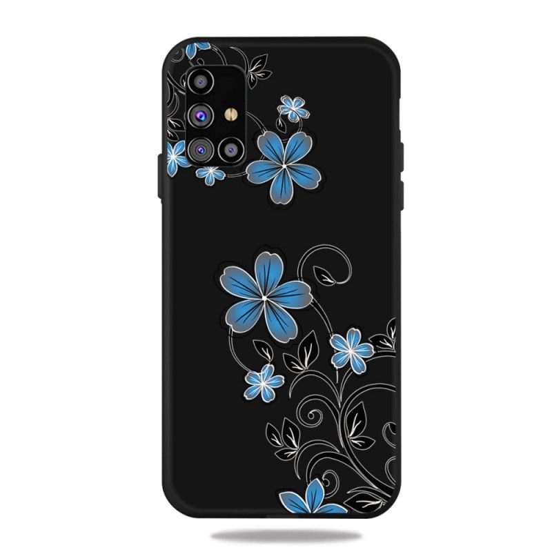 Etui Samsung Galaxy M51 Niebieskie Kwiaty Etui Ochronne