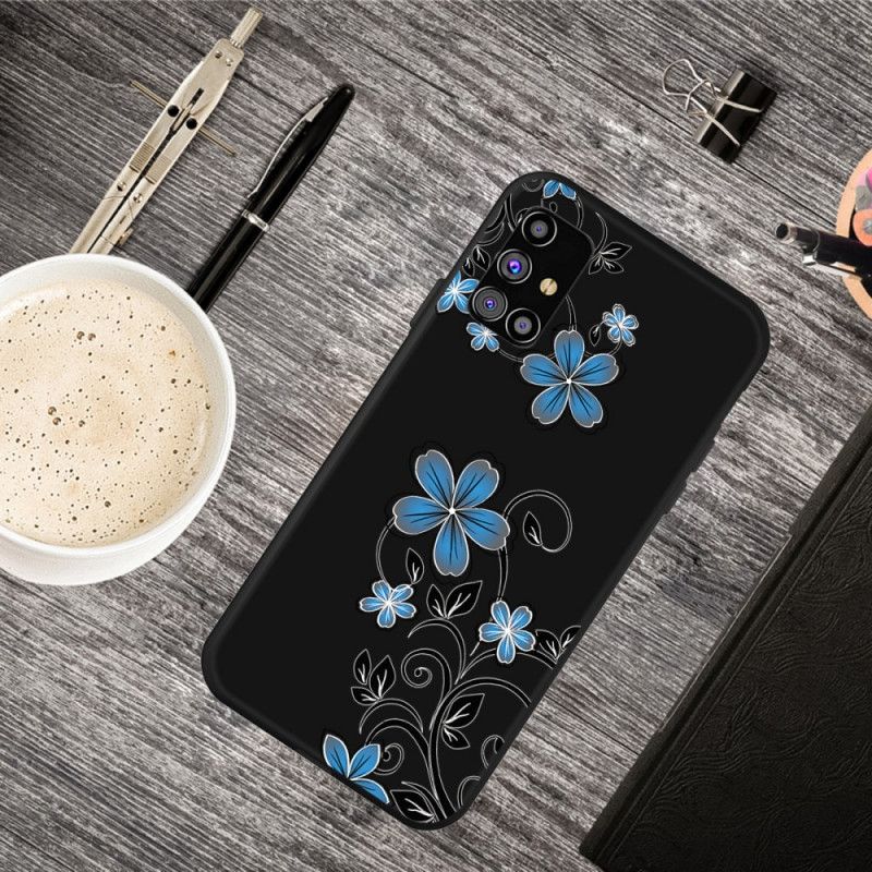 Etui Samsung Galaxy M51 Niebieskie Kwiaty Etui Ochronne