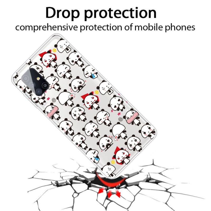 Etui Samsung Galaxy M51 Przezroczyste Zabawne Pandy