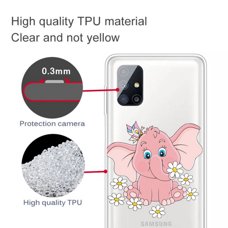 Etui Samsung Galaxy M51 Przezroczysty Różowy Słoń