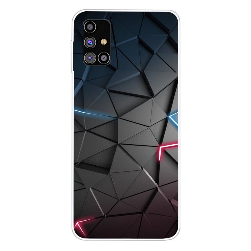 Etui Samsung Galaxy M51 Różowy Szary Elastyczna Geometria