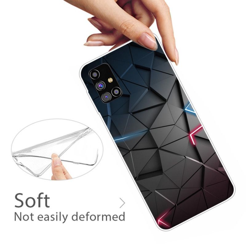 Etui Samsung Galaxy M51 Różowy Szary Elastyczna Geometria