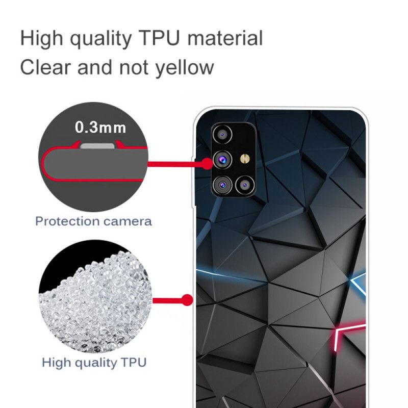 Etui Samsung Galaxy M51 Różowy Szary Elastyczna Geometria