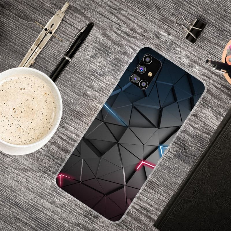 Etui Samsung Galaxy M51 Różowy Szary Elastyczna Geometria