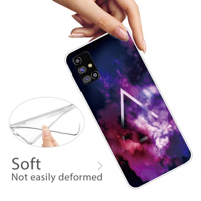 Etui Samsung Galaxy M51 Różowy Szary Elastyczna Geometria